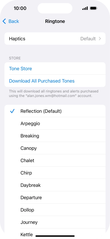 Press the different ring tones to hear them.