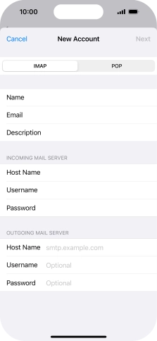 Press Host Name and key in the name of your email provider's outgoing server.
