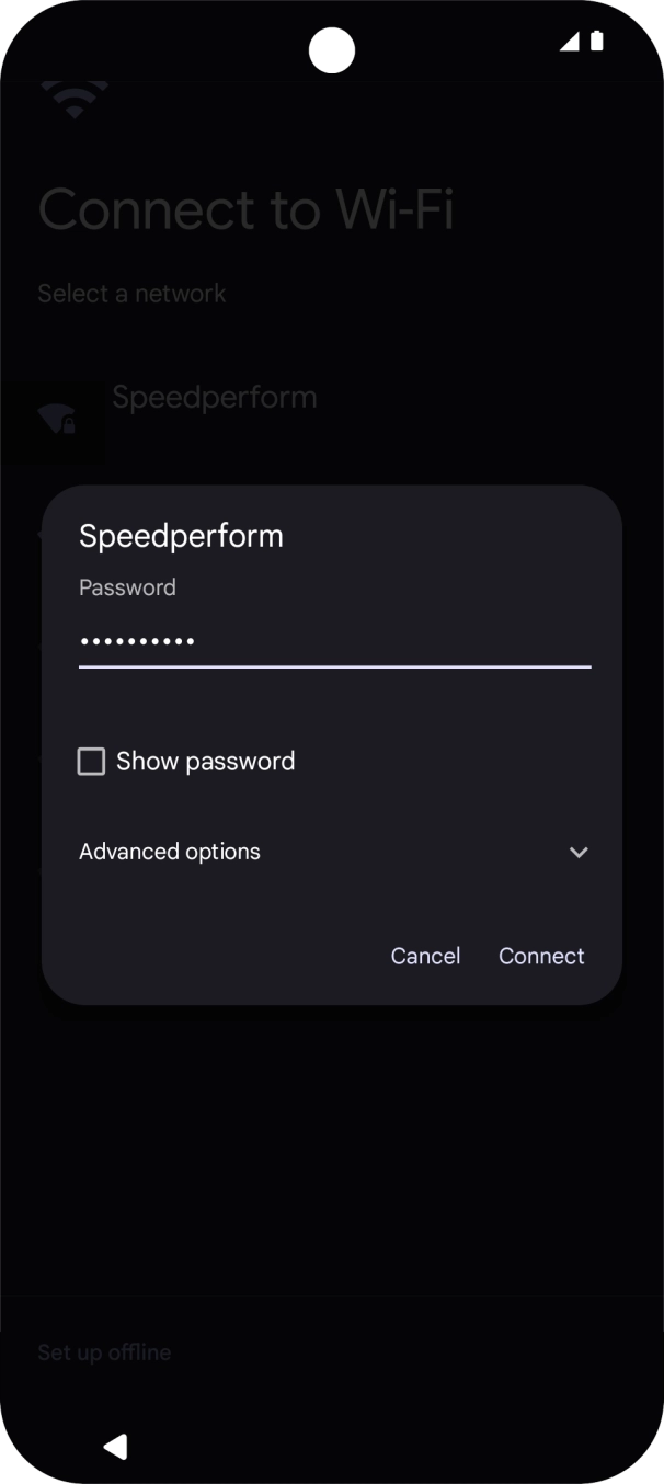Key in the password for the Wi-Fi network and press Connect.