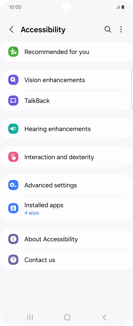 Press Vision enhancements and follow the instructions on the screen to select the required settings.