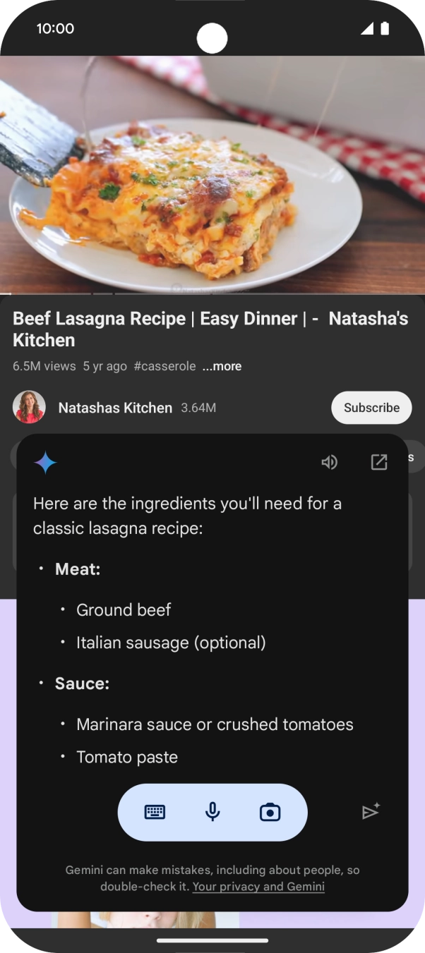 The answer from Gemini to your question is displayed.