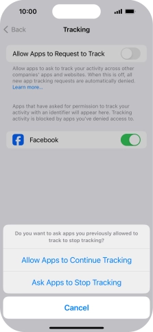 If you turn off the function, press the required setting.