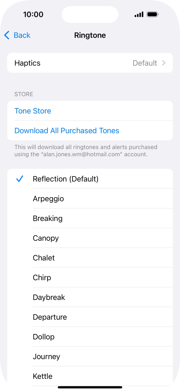 Press the different ring tones to hear them.