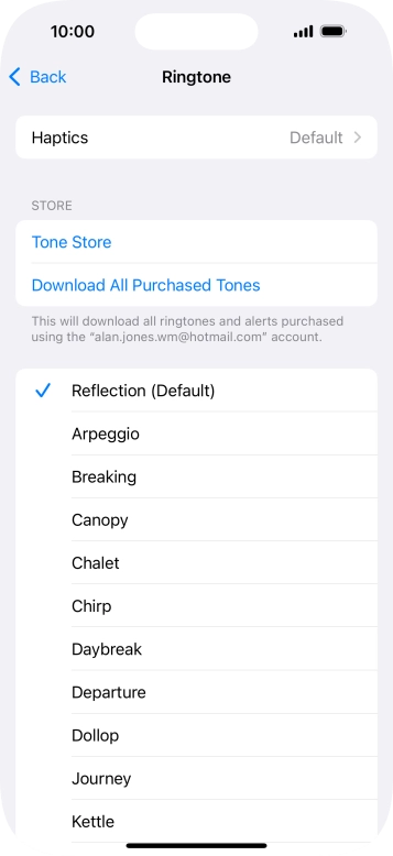 Press the different ring tones to hear them.
