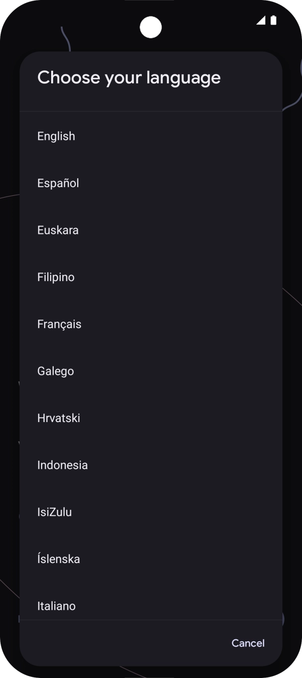 Press the required language. Press the required language.