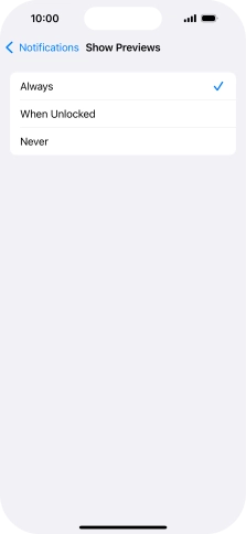 To select push notification preview on the lock screen, press Always.