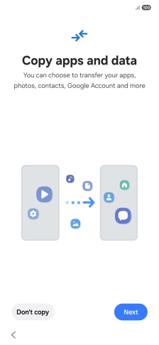You can transfer the contents of another phone to your phone when it's activated for the first time and after a factory reset. When this screen is displayed, your phone is ready to transfer content from another phone.