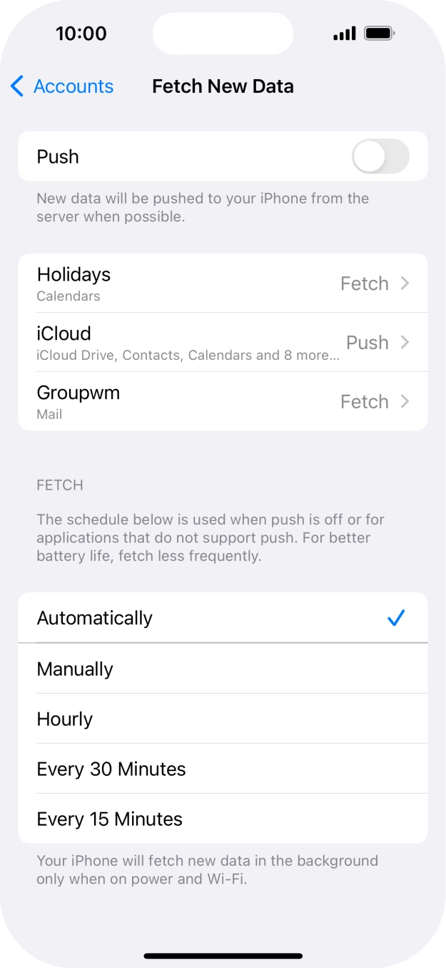If you turn off the function, press the required setting.