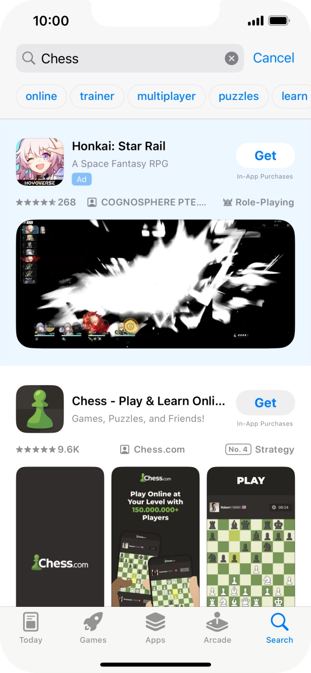 Press the required app. Press the required app.