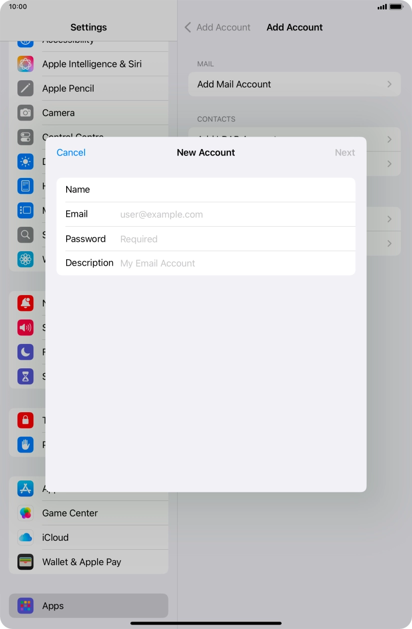 Press Email and key in your Telstra email address.
