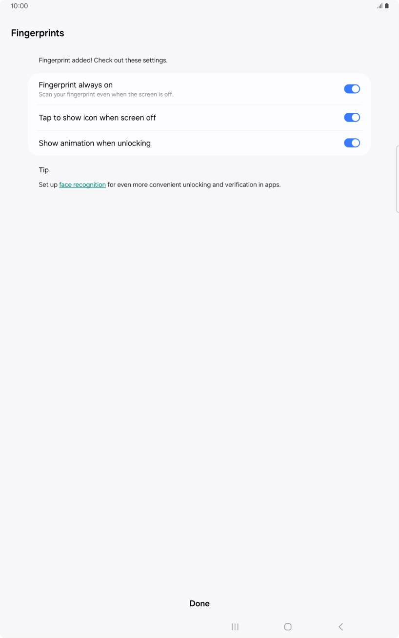 Press the indicators next to the required settings to turn them on or off.
