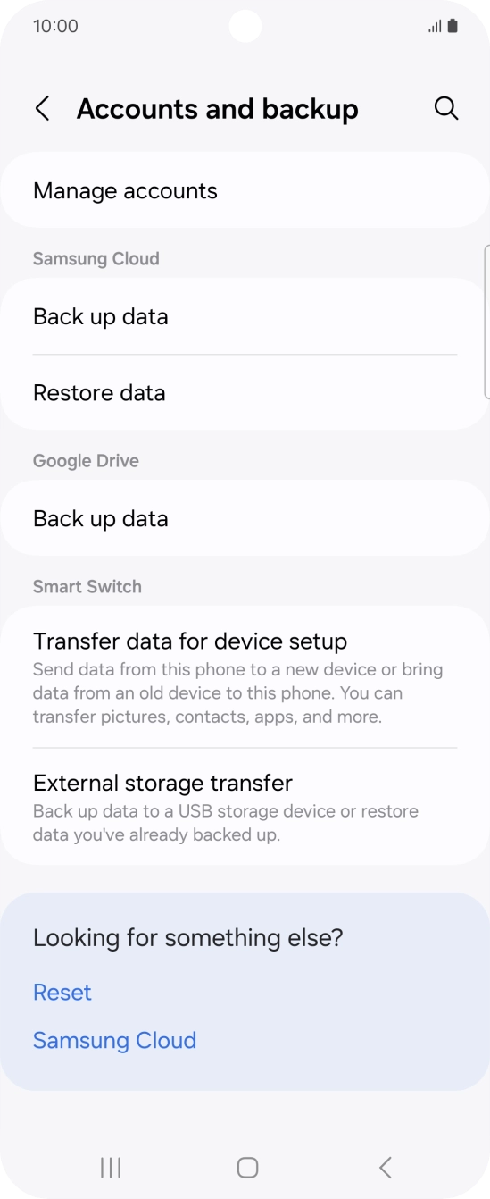 Press Manage accounts.