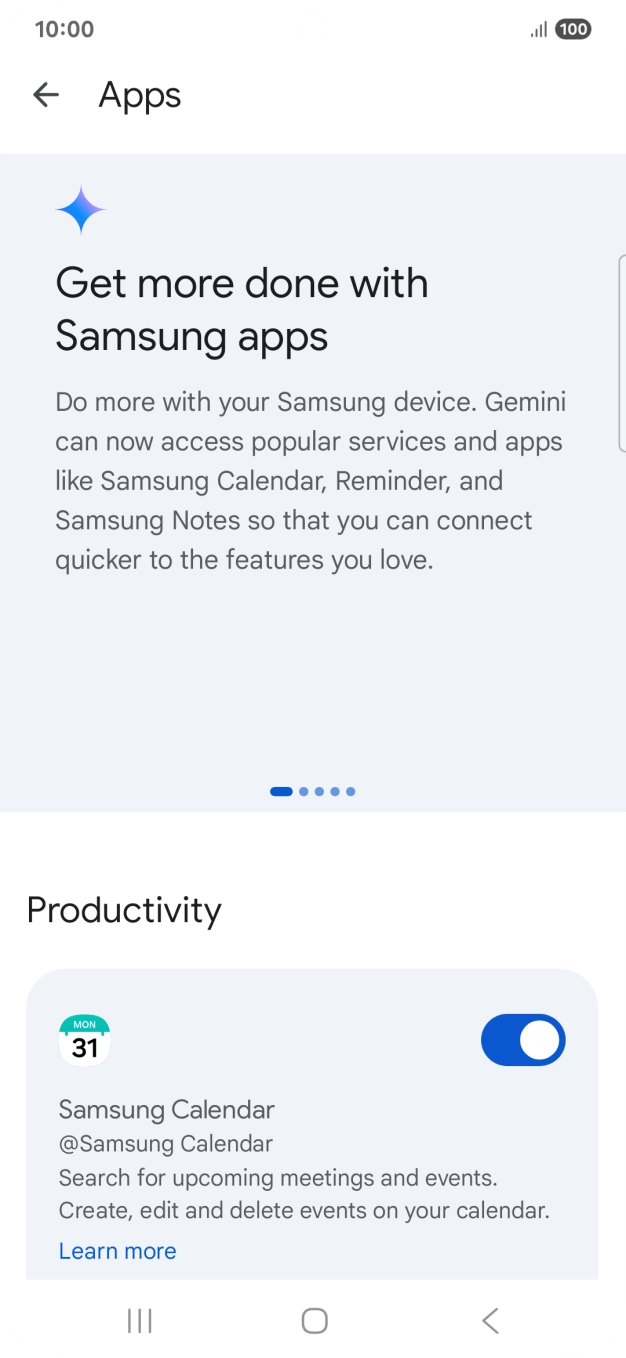 Press the indicator next to the required extension to turn on the function.