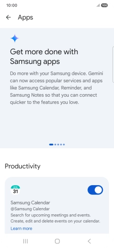 Press the indicator next to the required extension to turn on the function.