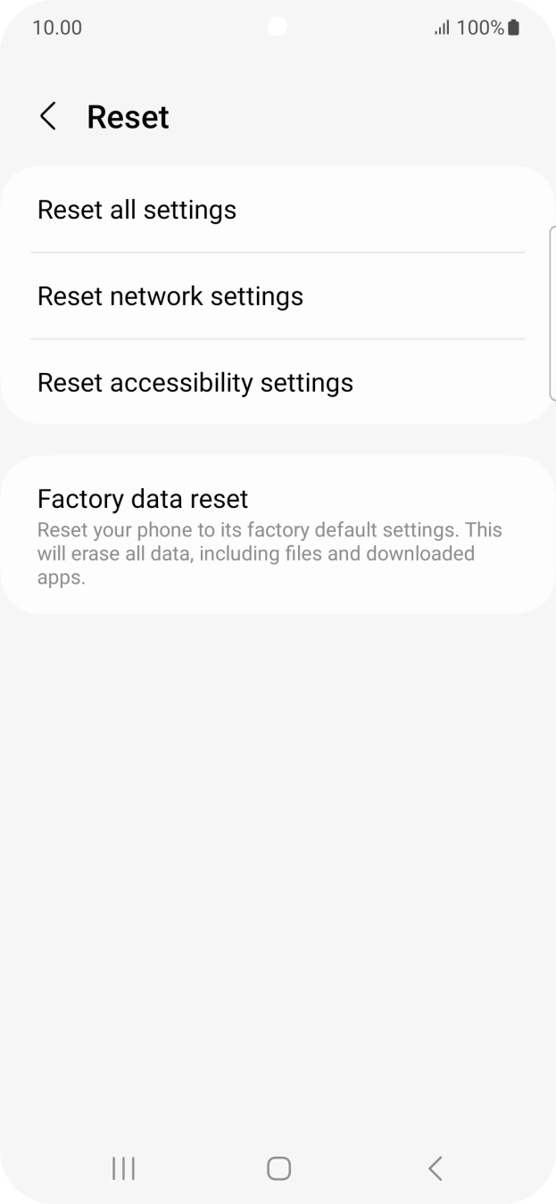 Press Factory data reset.
