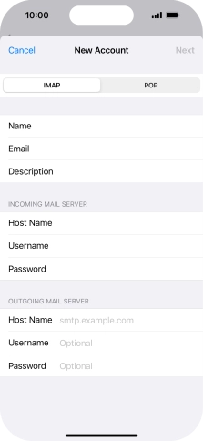 Press Host Name and key in the name of your email provider's outgoing server.