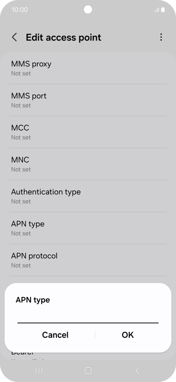 Key in default and press OK.