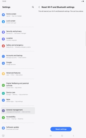 Press Reset settings.