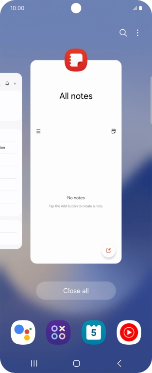 To end one running application, slide your finger upwards on the required application. To end one running application, slide your finger upwards on the required application.
