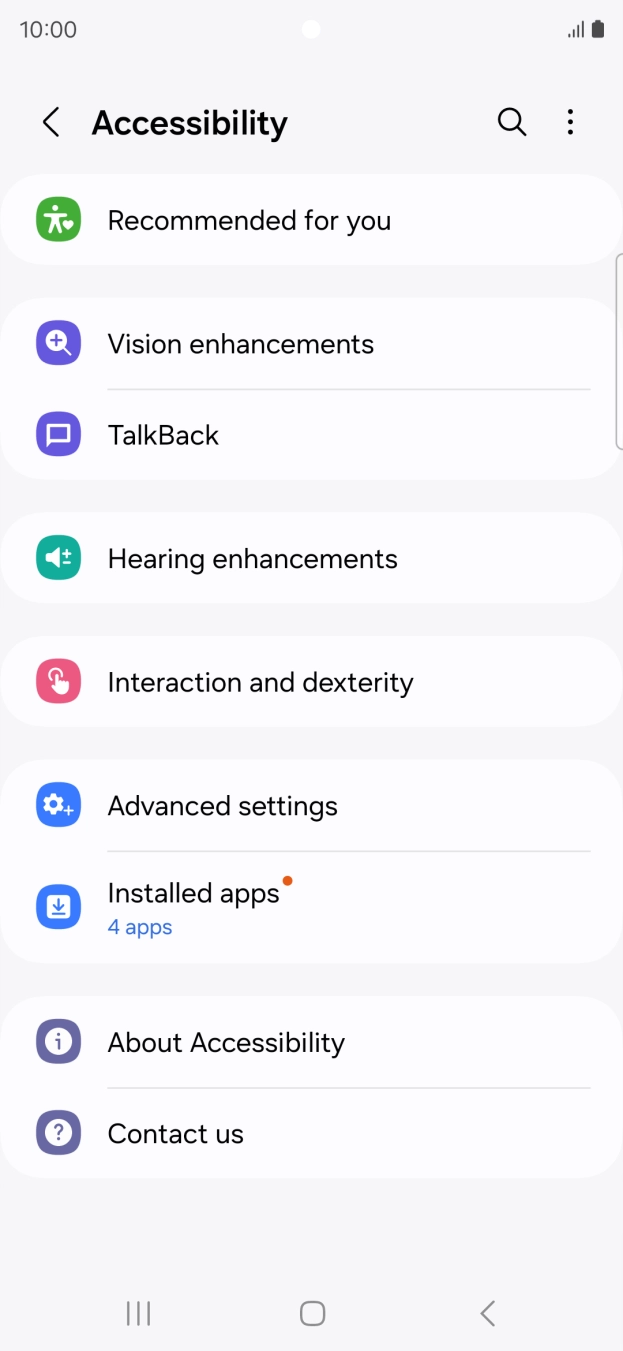 Press Vision enhancements and follow the instructions on the screen to select the required settings.