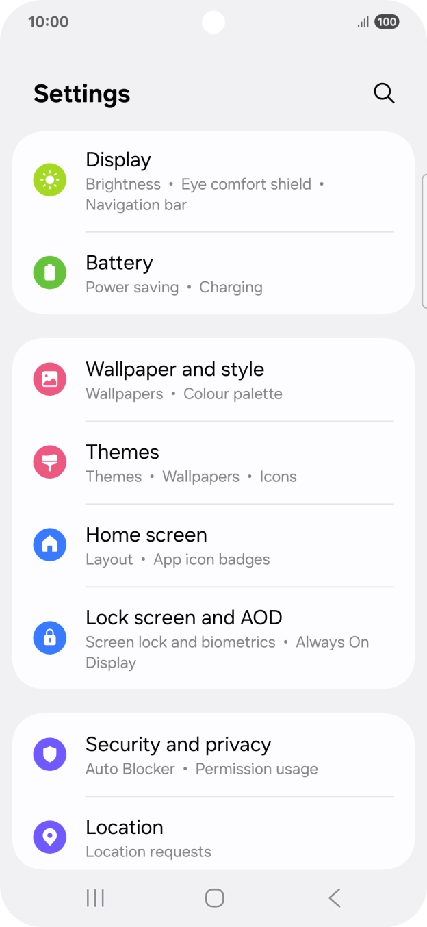 Press Security and privacy.