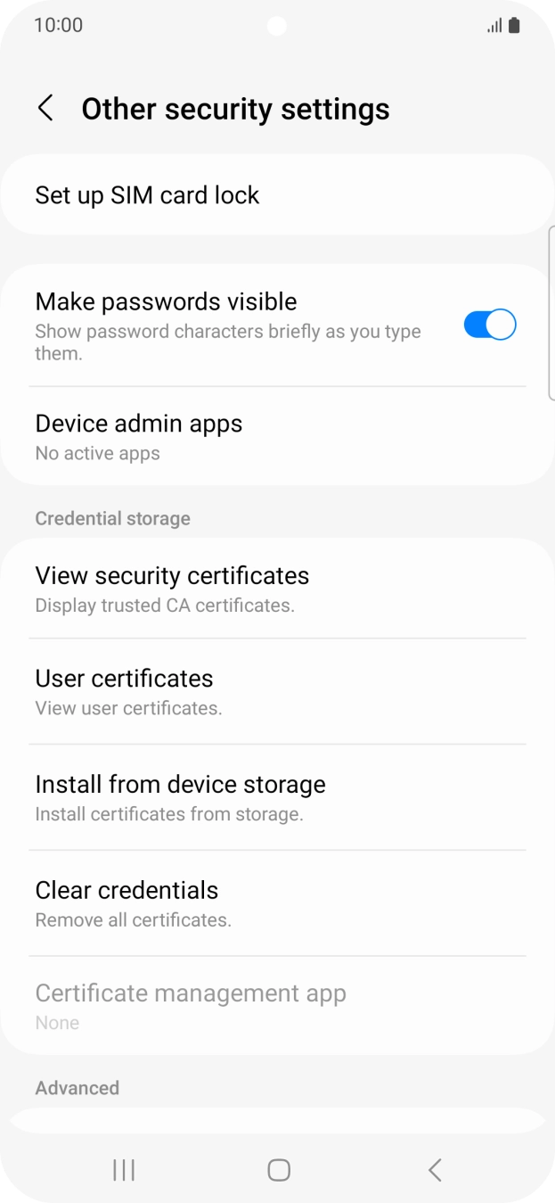 Press Set up SIM card lock. Press Set up SIM card lock.