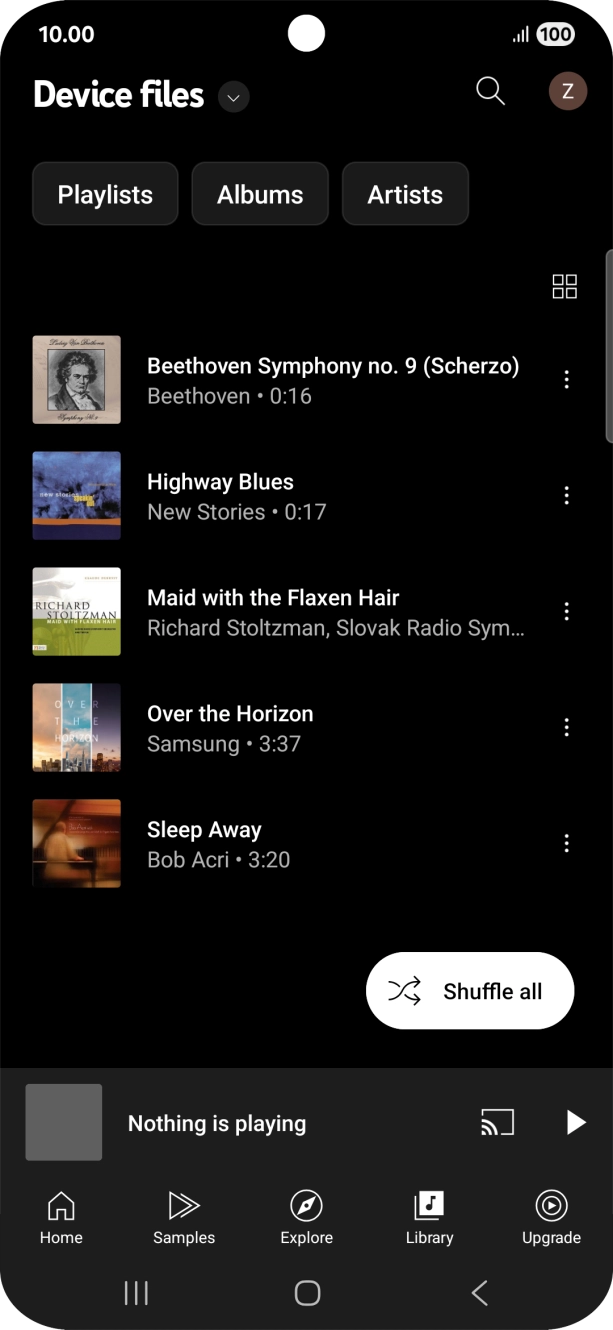 Press the required audio file.