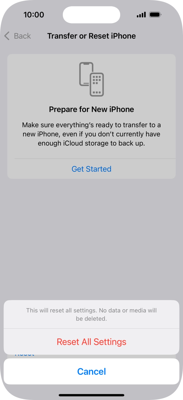 Press Reset All Settings.