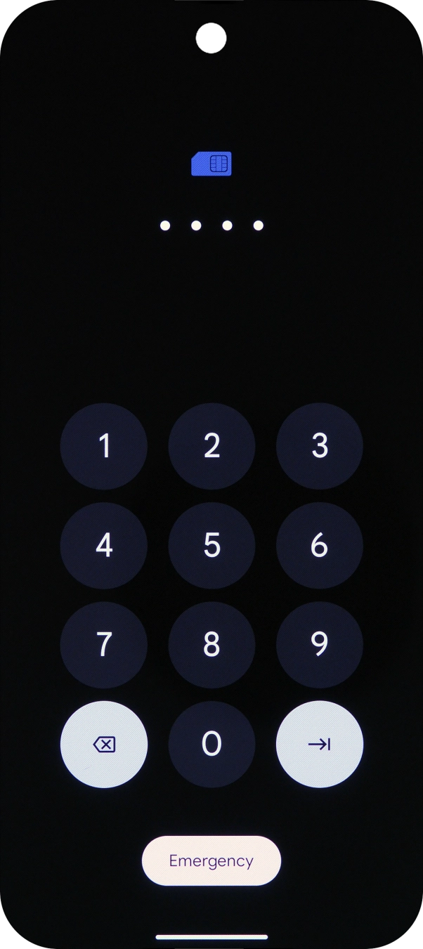 If your SIM is locked, key in your PIN and press arrow right. If your SIM is locked, key in your PIN and press arrow right.