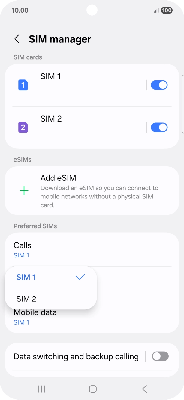 Press the required service. Press the required service.