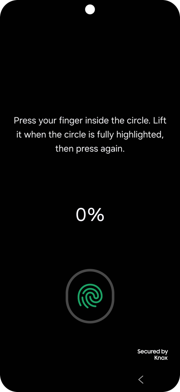 Follow the instructions on the screen to create the phone lock code using your fingerprint.