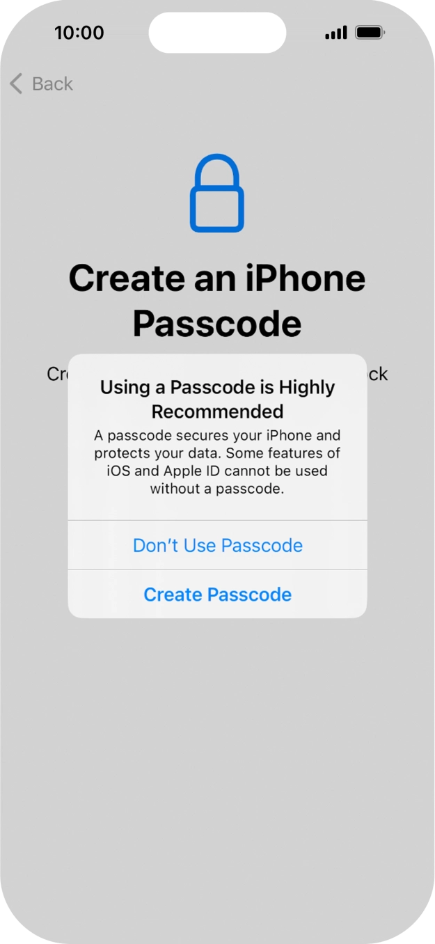 If you turn off the function, press Don't Use Passcode. If you turn off the function, press Don't Use Passcode.
