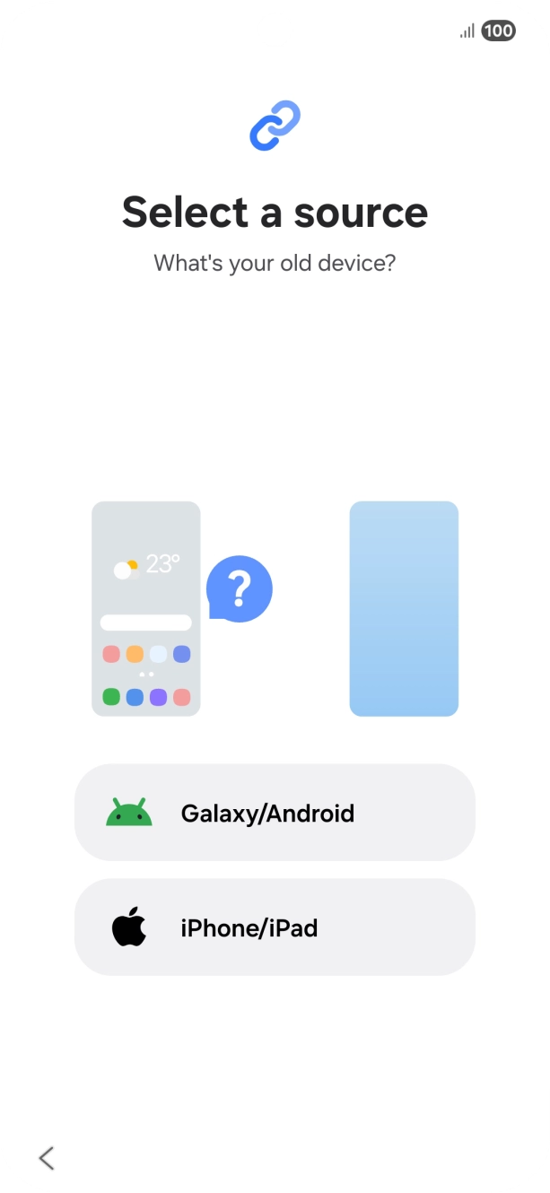 Press the required setting and follow the instructions on the screen to transfer the content from another phone.