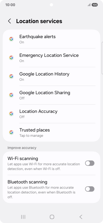 Press Location Accuracy.