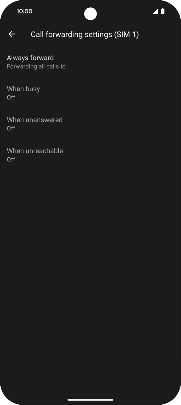 Press the required divert type.