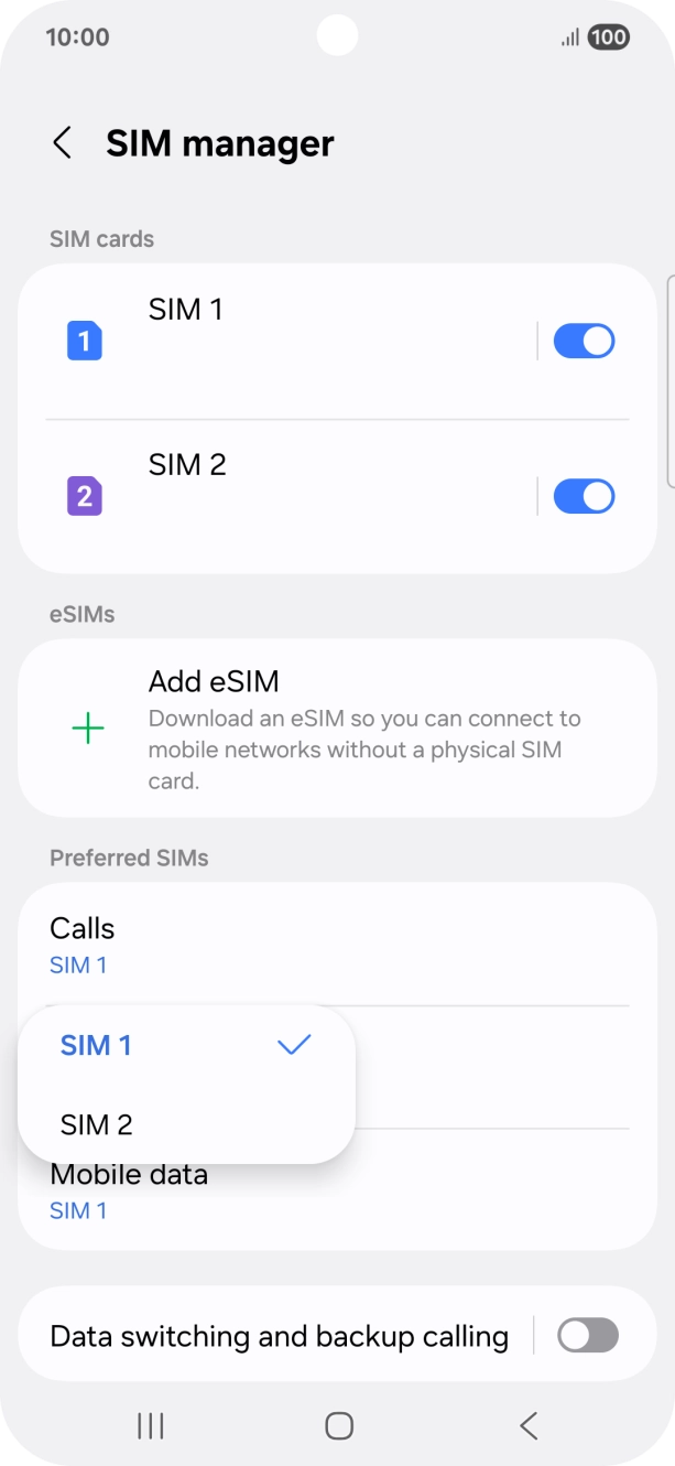 Press the required service.