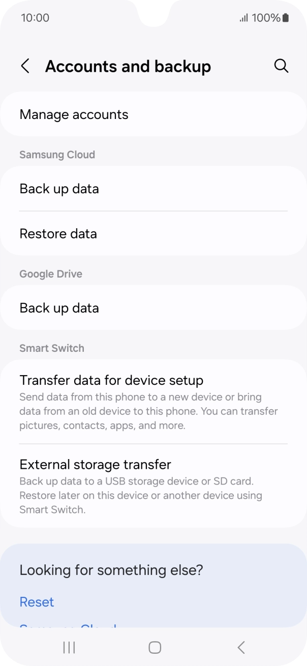 Press Manage accounts.
