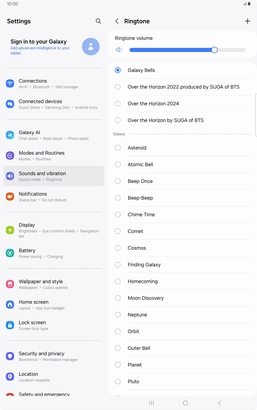 Press the different ring tones to hear them.