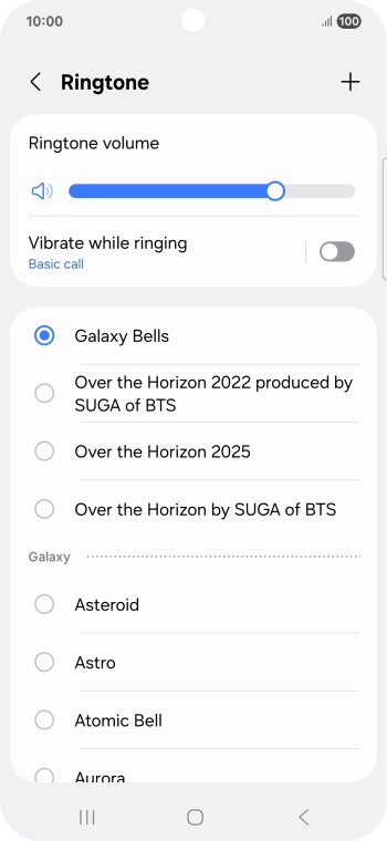 Press the different ring tones to hear them.