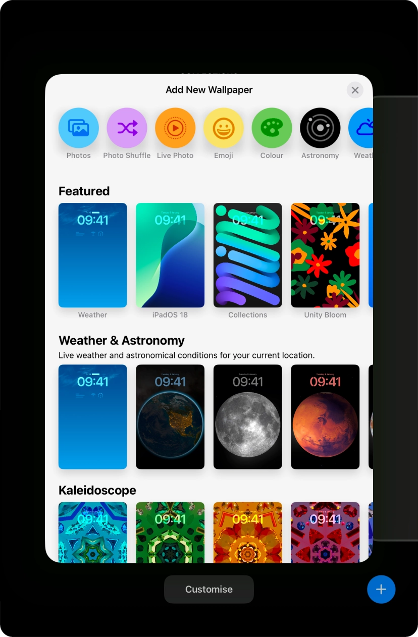 Press the required category and follow the instructions on the screen to select the required background image.