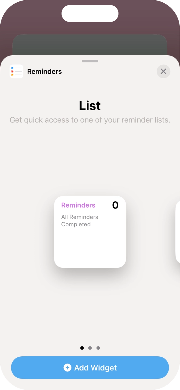 Slide your finger right or left on the screen to select the required widget size. Slide your finger right or left on the screen to select the required widget size.