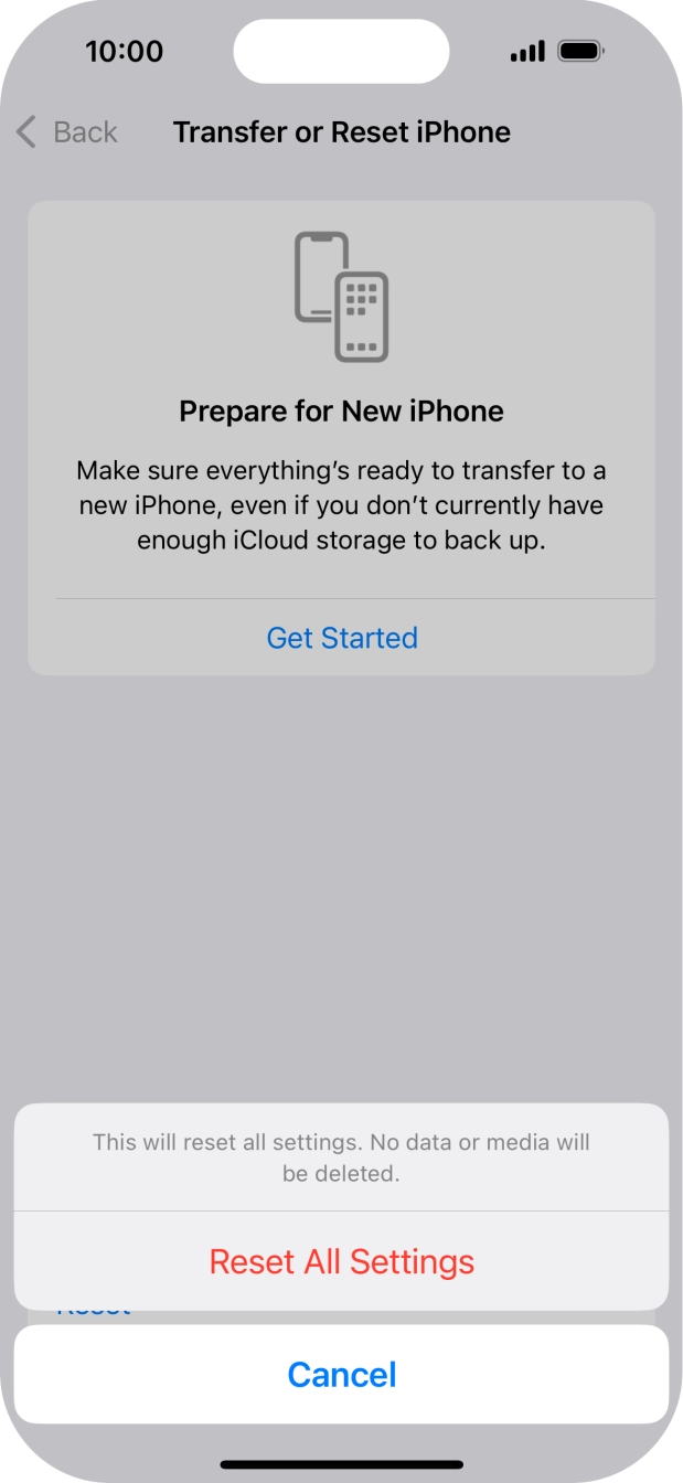 Press Reset All Settings.