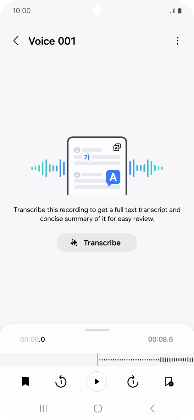 Press Transcribe. Press Transcribe.