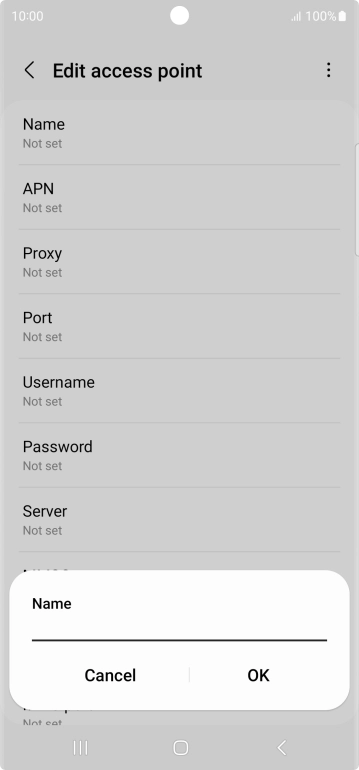 Key in Telstra Internet and press OK.