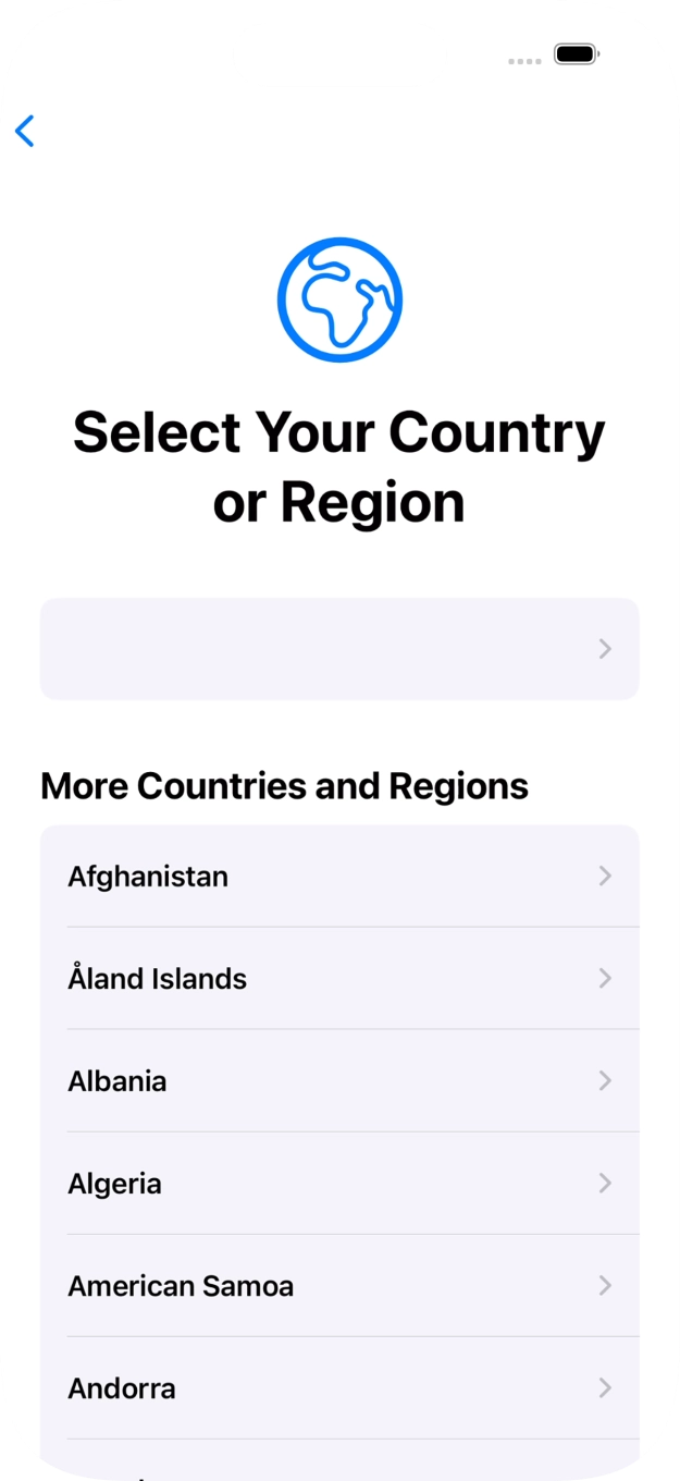 Press the required country or area.