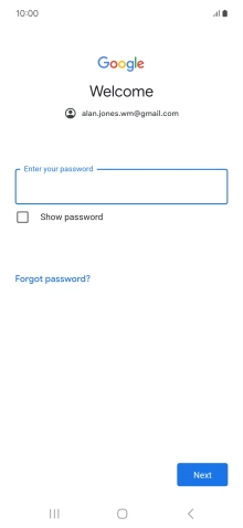 Press Enter your password and key in the password for your Google account.