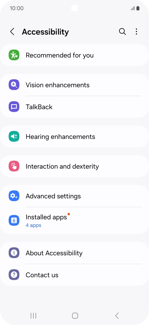 Press Vision enhancements and follow the instructions on the screen to select the required settings.