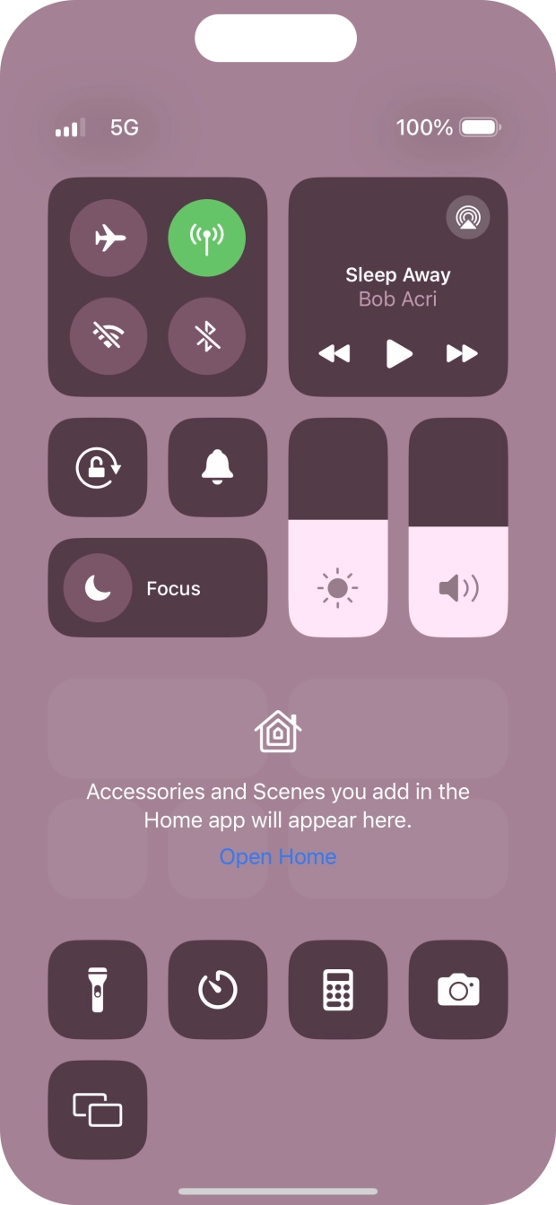 Press the flight mode icon to turn the function on or off.