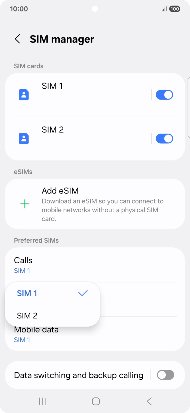 Press the required service. Press the required service.