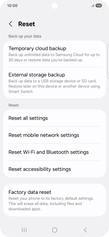 Press Factory data reset.